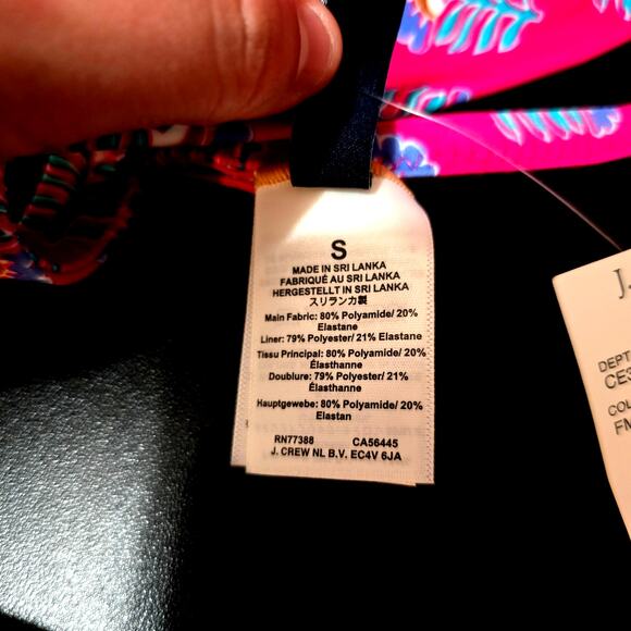 NWT J.Crew Pink High Waisted Bikini Swimsuit in Bagru Print Size Small - Picture 4 of 5